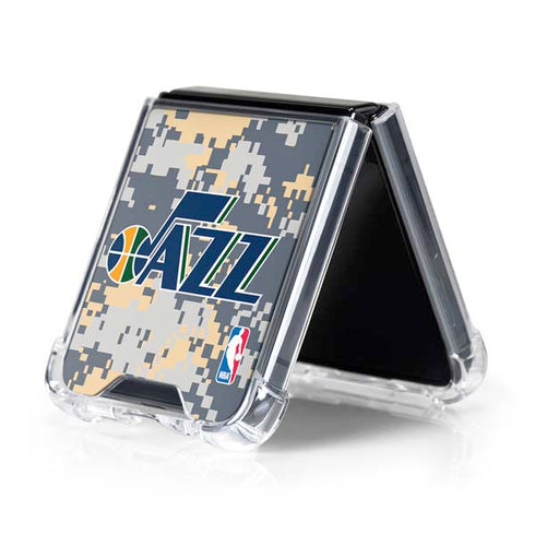 NBA Utah Jazz Grey Digi Camo Galaxy Z Flip5 5G Clear Case