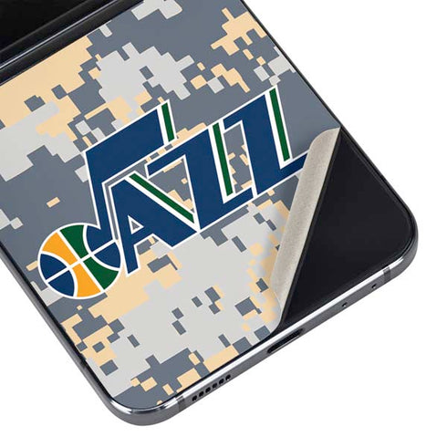 NBA Utah Jazz Grey Digi Camo Galaxy Z Flip5 5G Skin
