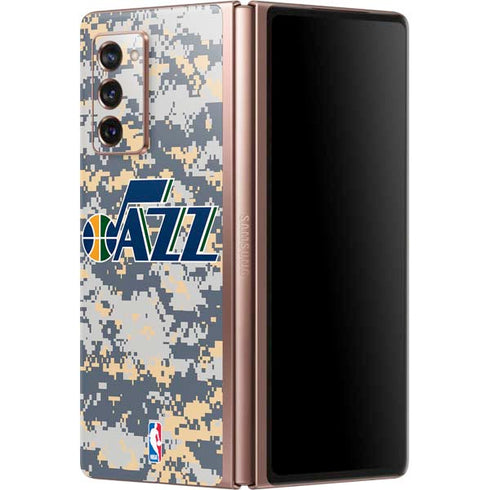 NBA Utah Jazz Grey Digi Camo Galaxy Z Fold2 5G Skin