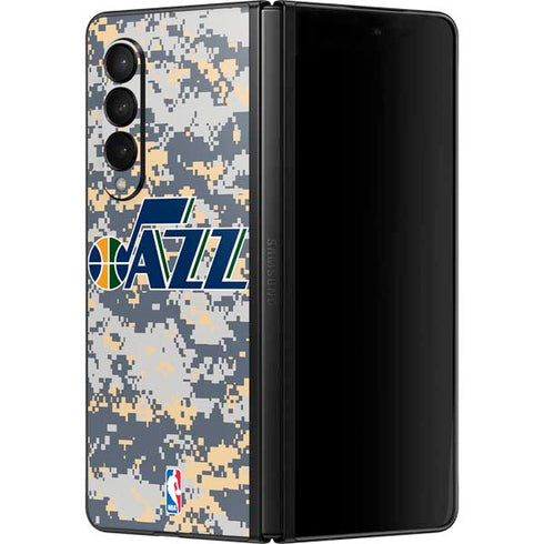 NBA Utah Jazz Grey Digi Camo Galaxy Z Fold3 5G Skin