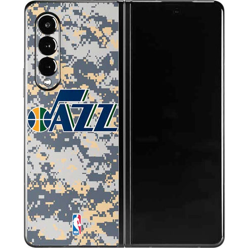 NBA Utah Jazz Grey Digi Camo Galaxy Z Fold3 5G Skin