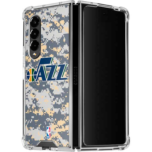 NBA Utah Jazz Grey Digi Camo Galaxy Z Fold4 5G Clear Case