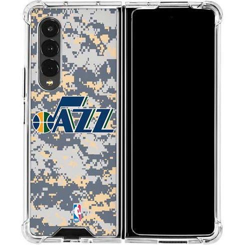 NBA Utah Jazz Grey Digi Camo Galaxy Z Fold4 5G Clear Case