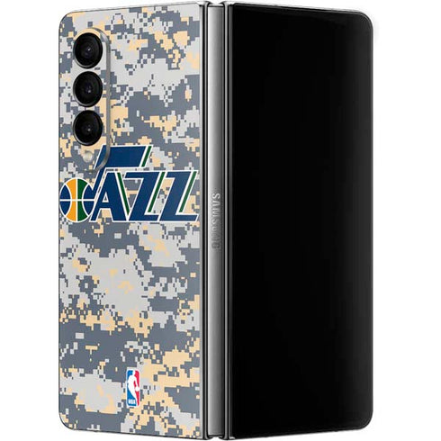 NBA Utah Jazz Grey Digi Camo Galaxy Z Fold4 5G Skin