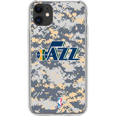 NBA Utah Jazz Grey Digi Camo iPhone 11 Clear Case