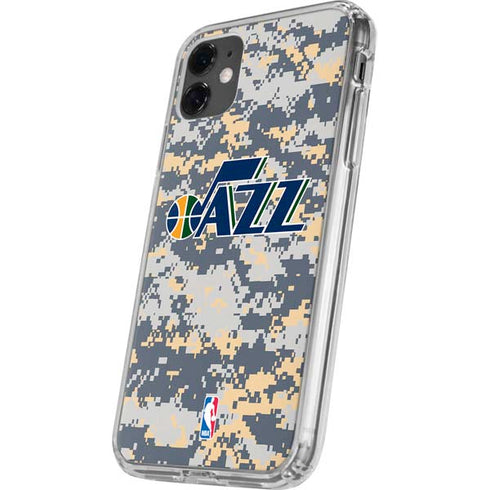 NBA Utah Jazz Grey Digi Camo iPhone 11 Clear Case