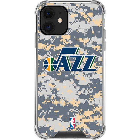 NBA Utah Jazz Grey Digi Camo iPhone 12 Clear Case