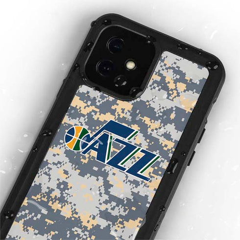 NBA Utah Jazz Grey Digi Camo iPhone 12 Mini Waterproof Case