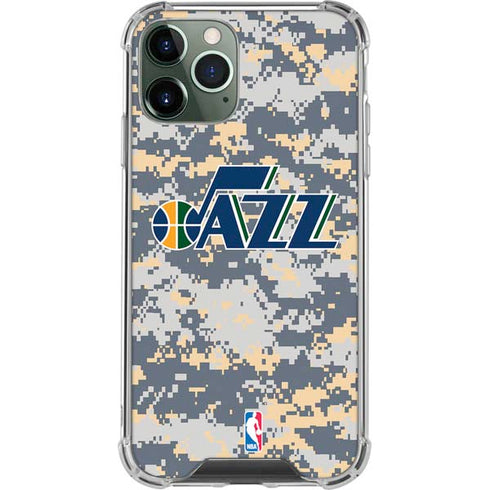 NBA Utah Jazz Grey Digi Camo iPhone 12 Pro Clear Case