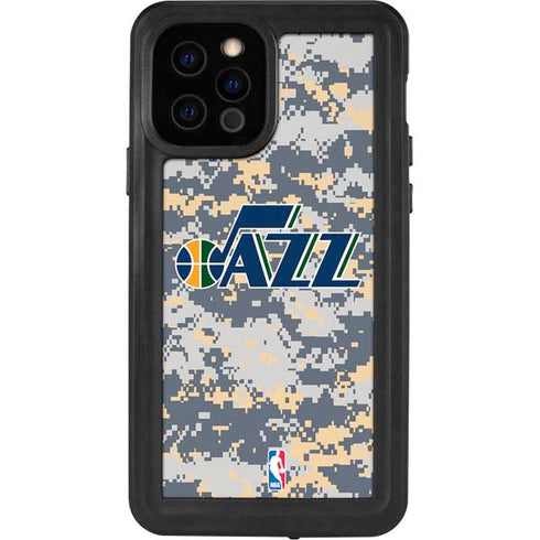 NBA Utah Jazz Grey Digi Camo iPhone 12 Pro Waterproof Case