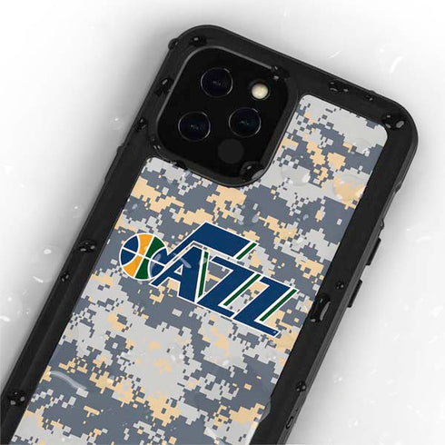 NBA Utah Jazz Grey Digi Camo iPhone 12 Pro Waterproof Case