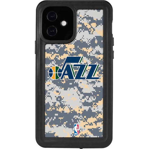 NBA Utah Jazz Grey Digi Camo iPhone 12 Waterproof Case