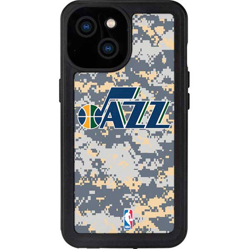 NBA Utah Jazz Grey Digi Camo iPhone 13 Mini Waterproof Case