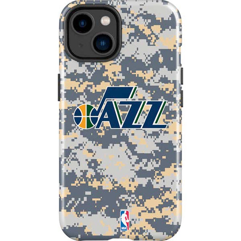 NBA Utah Jazz Grey Digi Camo iPhone 14 Plus Impact Case