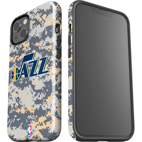 NBA Utah Jazz Grey Digi Camo iPhone 14 Plus Impact Case