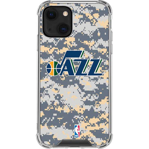 NBA Utah Jazz Grey Digi Camo iPhone 15 Plus Clear Case