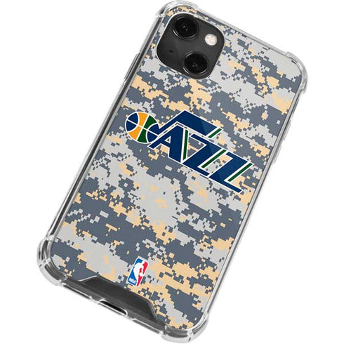 NBA Utah Jazz Grey Digi Camo iPhone 14 Plus Clear Case