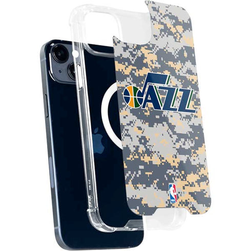 NBA Utah Jazz Grey Digi Camo iPhone 15 Plus MagSafe Case