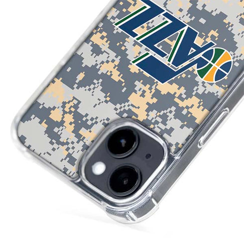 NBA Utah Jazz Grey Digi Camo iPhone 15 Plus MagSafe Case