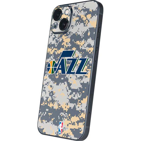 NBA Utah Jazz Grey Digi Camo iPhone 15 Plus Skin