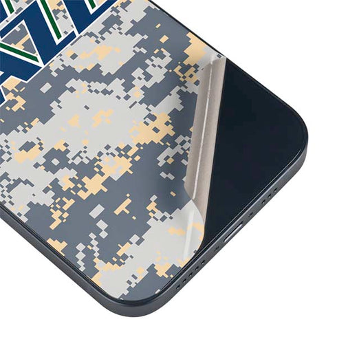 NBA Utah Jazz Grey Digi Camo iPhone 15 Plus Skin