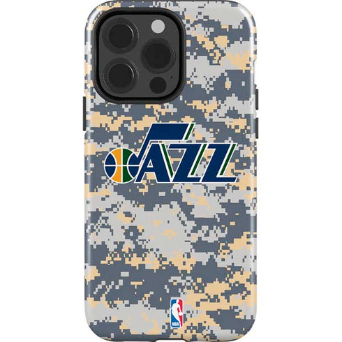 NBA Utah Jazz Grey Digi Camo iPhone 15 Pro Impact Case