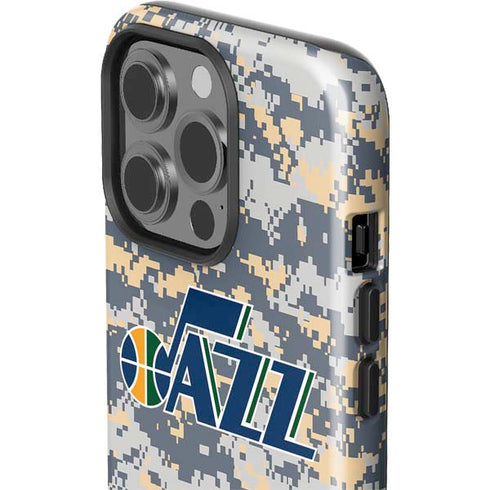 NBA Utah Jazz Grey Digi Camo iPhone 15 Pro Impact Case