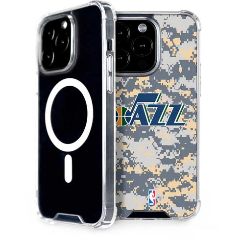 NBA Utah Jazz Grey Digi Camo iPhone 15 Pro MagSafe Case