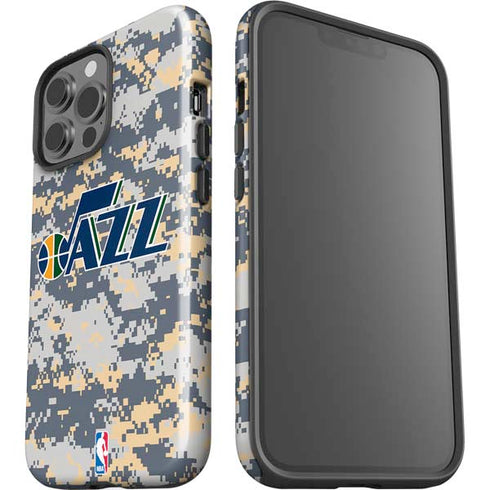 NBA Utah Jazz Grey Digi Camo iPhone 15 Pro Max Impact Case