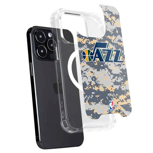 NBA Utah Jazz Grey Digi Camo iPhone 15 Pro Max MagSafe Case