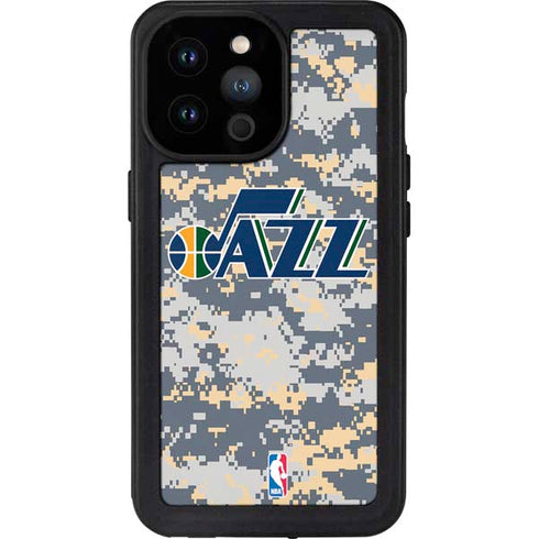 NBA Utah Jazz Grey Digi Camo iPhone 14 Pro Max Waterproof Case