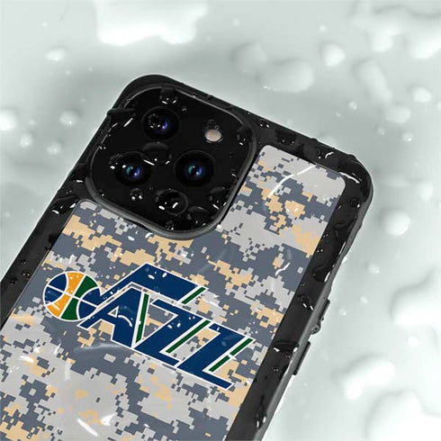 NBA Utah Jazz Grey Digi Camo iPhone 14 Pro Max Waterproof Case