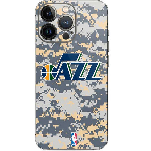 NBA Utah Jazz Grey Digi Camo iPhone 14 Pro Skin