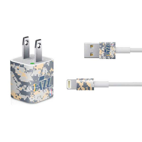 NBA Utah Jazz Grey Digi Camo iPhone Charger (5W USB) Skin