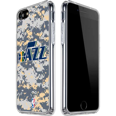NBA Utah Jazz Grey Digi Camo iPhone SE (2nd & 3rd Gen) Clear Case