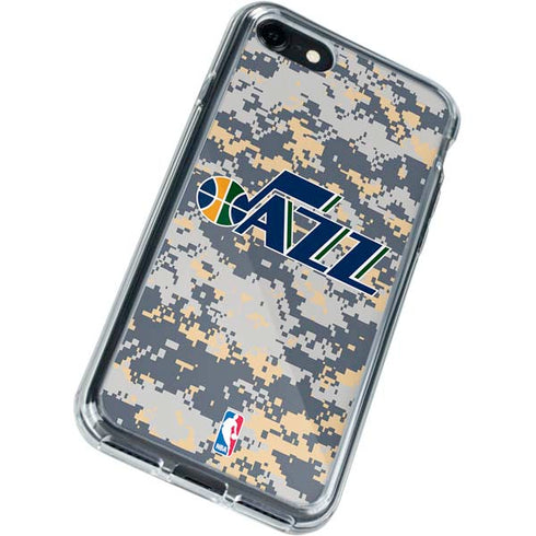 NBA Utah Jazz Grey Digi Camo iPhone SE (2nd & 3rd Gen) Clear Case