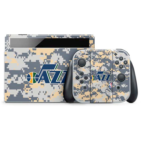 NBA Utah Jazz Grey Digi Camo Nintendo Switch OLED (2021) Skin