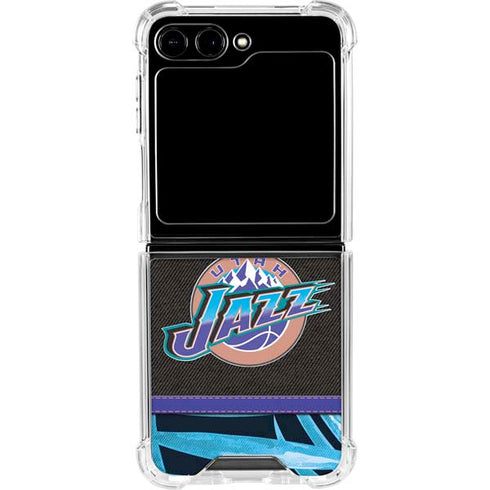 NBA Utah Jazz Retro Palms Galaxy Z Flip5 5G Clear Case