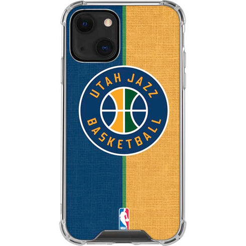 NBA Utah Jazz Split Canvas iPhone 15 Plus Clear Case