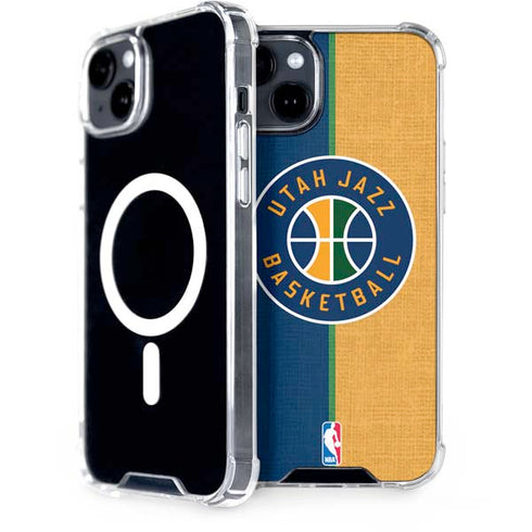 NBA Utah Jazz Split Canvas iPhone 15 Plus MagSafe Case