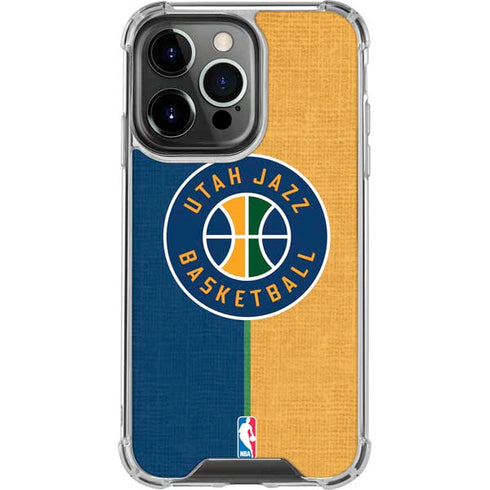 NBA Utah Jazz Split Canvas iPhone 14 Pro Clear Case