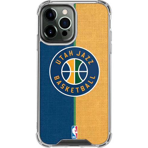 NBA Utah Jazz Split Canvas iPhone 14 Pro Max Clear Case