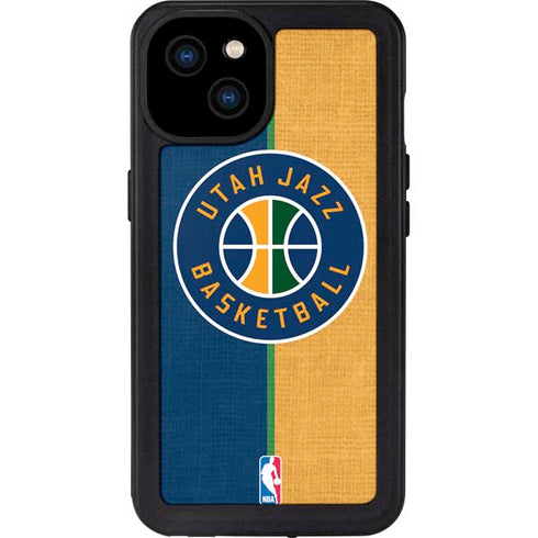 NBA Utah Jazz Split Canvas iPhone 15 Plus Waterproof Case