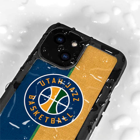 NBA Utah Jazz Split Canvas iPhone 15 Plus Waterproof Case