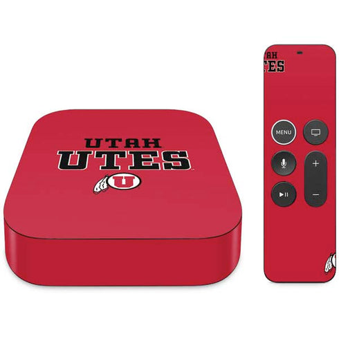 Utah Utes Text on Red Apple TV 4K Skin