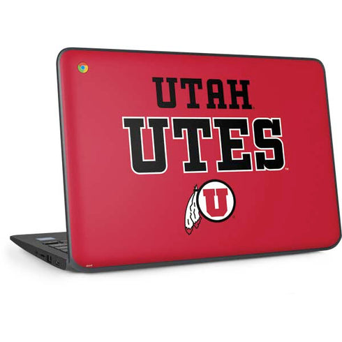 University of Utah Utes Text on Red HP Chromebook Skin