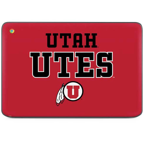 University of Utah Utes Text on Red HP Chromebook Skin
