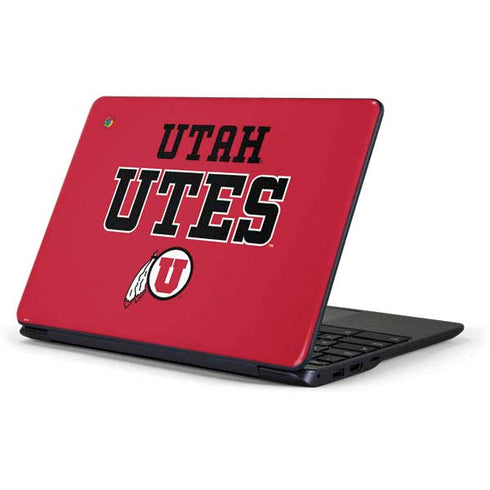 Utah Utes Text on Red Chromebook 3 11.6in 500c13-k01 Skin
