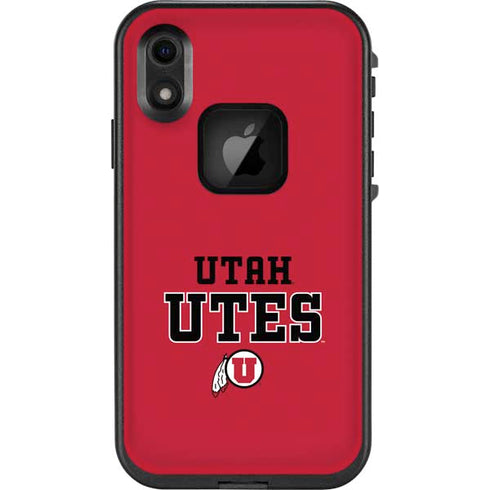 Utah Utes Text on Red LifeProof Fre iPhone XR Skin