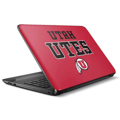 Utah Utes Text on Red Notebook 15-ba009dx Skin